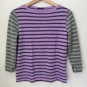 J. Crew Cashmere Sweater Striped Pink & Grey